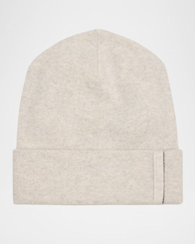 Monili-Trim Cashmere Beanie Hat